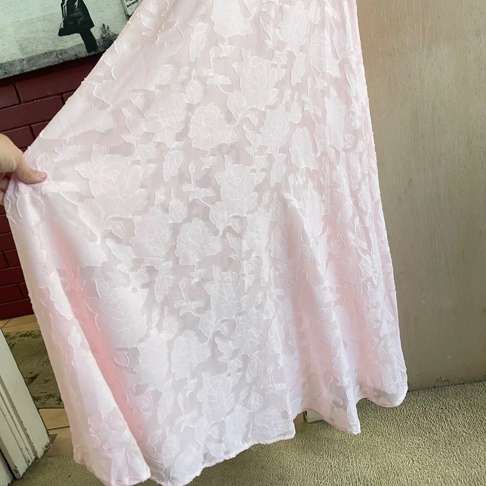 Loveshack Fancy Strapless Pink Long Mermaid Dainty Dress - Picture 6 of 8